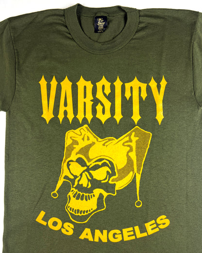 Varsity Los Angeles Jester Skull Army Green T-Shirt