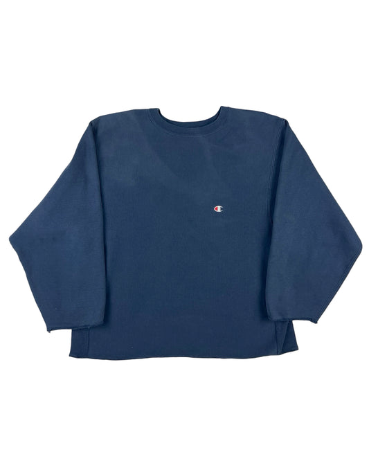 Champion Chopped Blank Blue Reverse Weave Sweatshirt