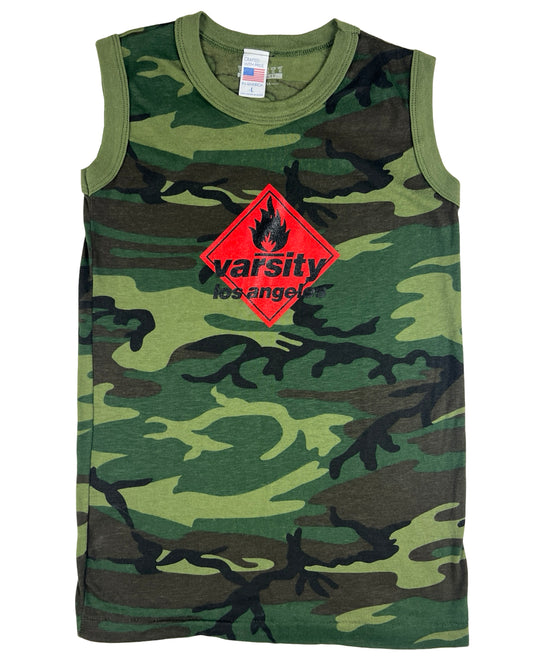 Varsity Los Angeles Flammable Sleeveless Camo T-Shirt