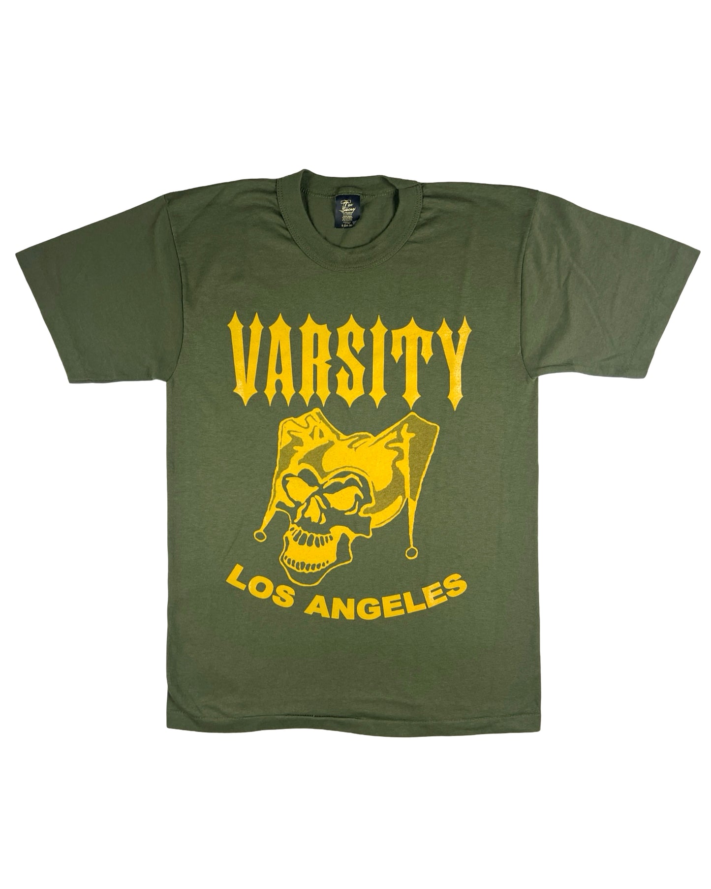 Varsity Los Angeles Jester Skull Army Green T-Shirt