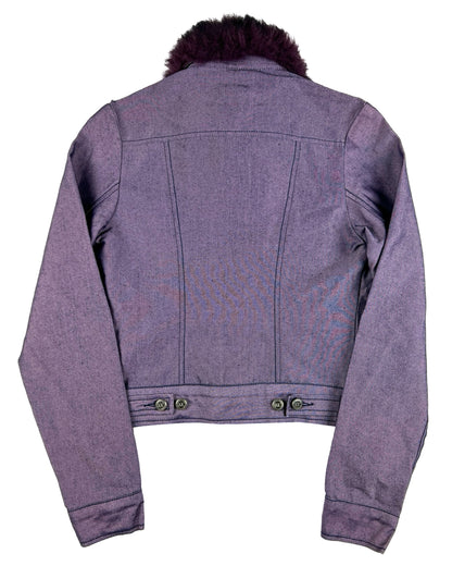 Karl Kani Cropped Faux Fur Denim Metallic Jacket